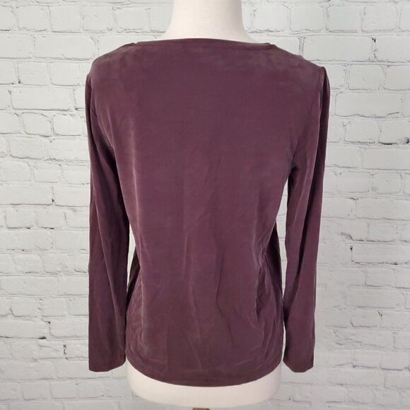 𝅺COS mahogany Brown Deep Plum Long Sleeve Stretch Top sz S NEW - Picture 4 of 7